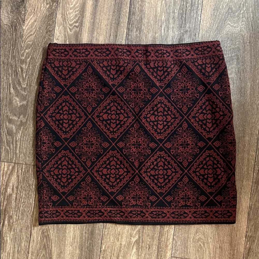 Search for Sanity Black and Red Geometric Pencil Skirt